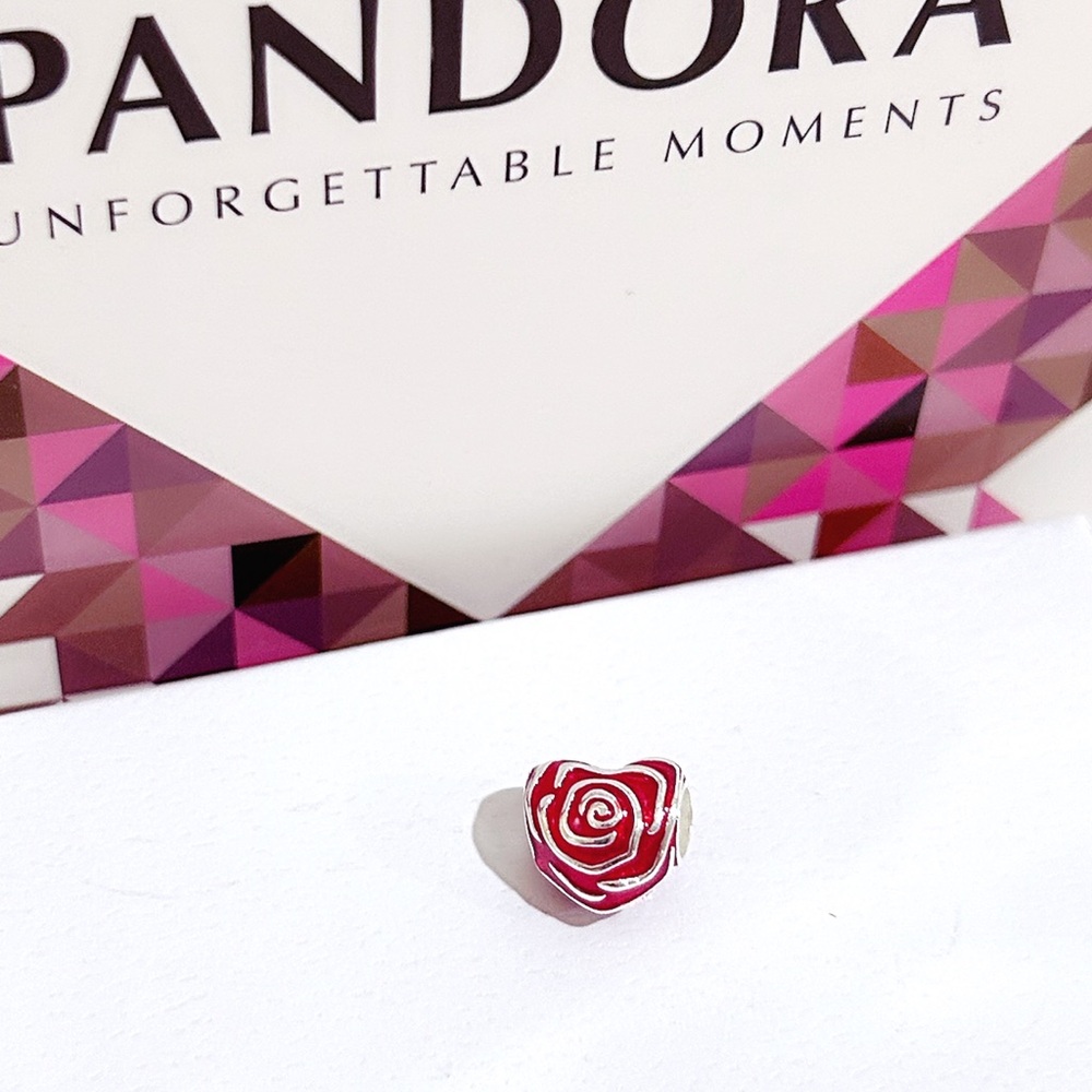 Pandora Red Rose Heart Charm w/box - Picture 5 of 11